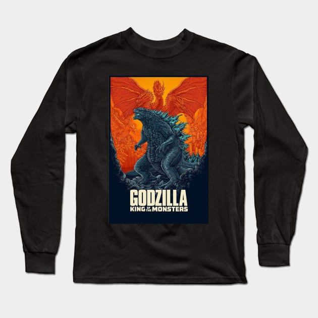 godzilla Long Sleeve T-Shirt by naslineas